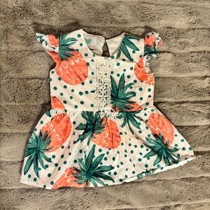 6-12 Months Paisley & Eloise Polka Dot & Pineapple Peplum Shirt, Baby Girl